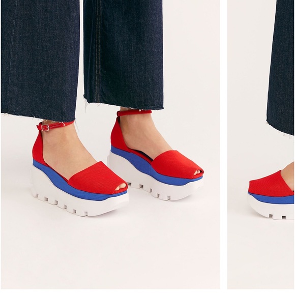 Free People Jeffrey Campbell Emery Flatform, 9 Red White Blue $135 preloved - Picture 2 of 12